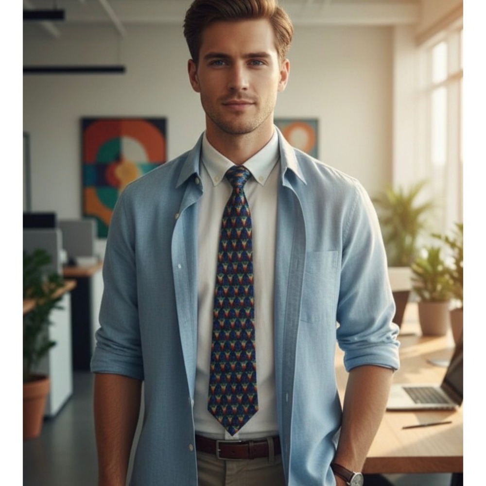 Molecular‎ Expressions Tie Men One Size Multicolor Excellent Silk Cocktail Art